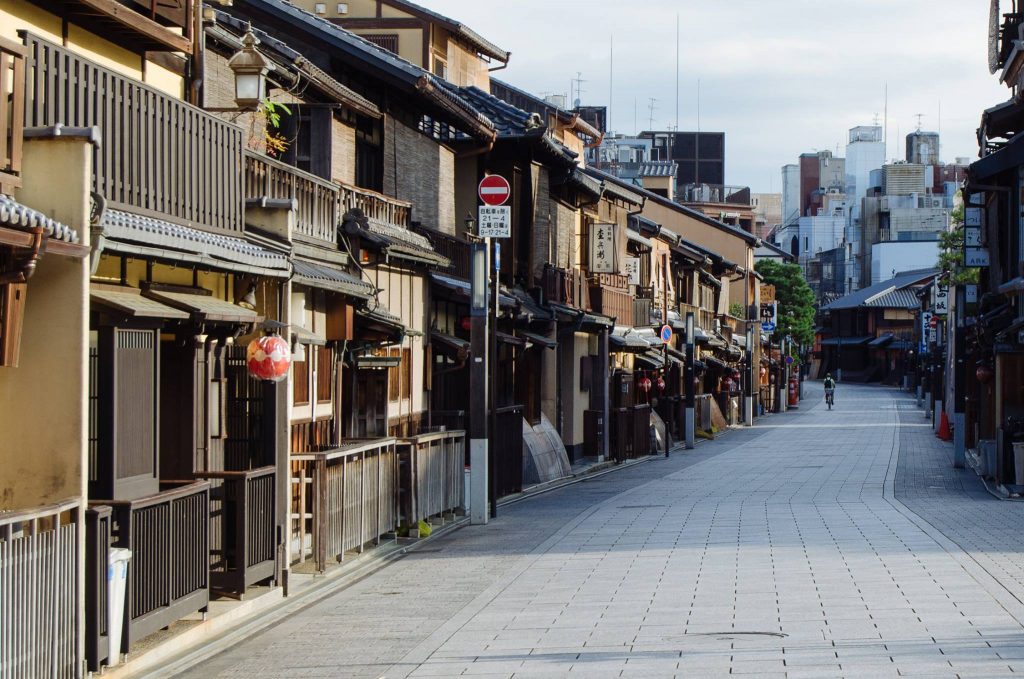 Kyoto's Gion district at dawn. Photo taken by William Strausser.